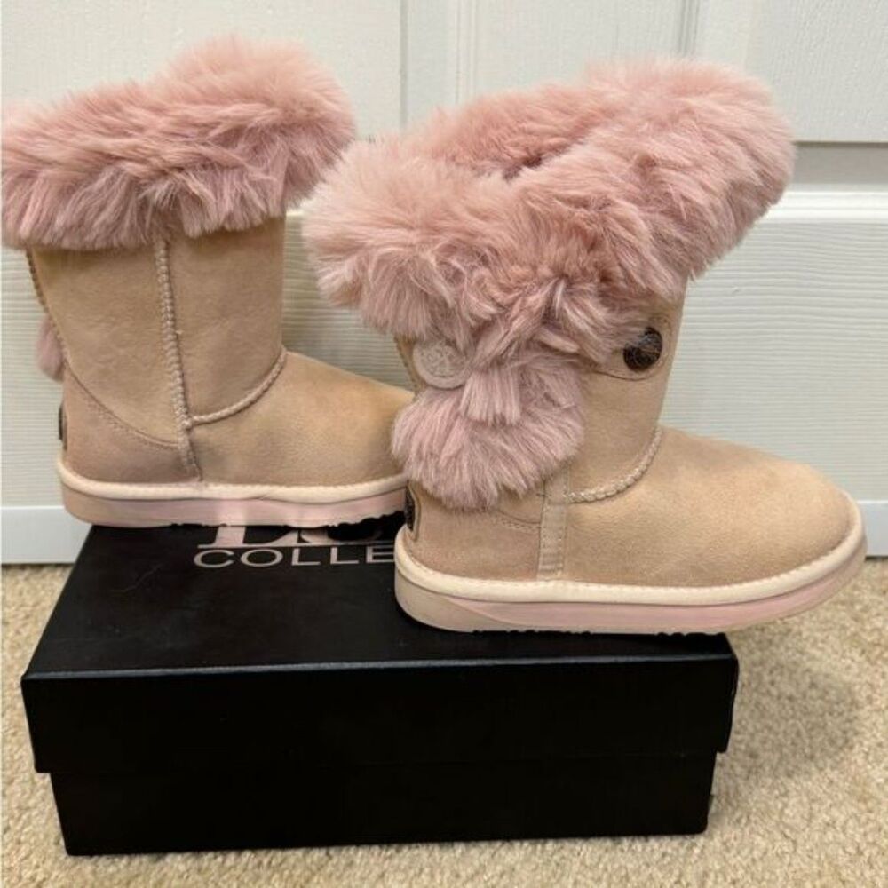 NWB Australia Luxe Collective Nordic Kids Sheepskin Baby Pink Girl’s Boots Sz 12 - Picture 3 of 14